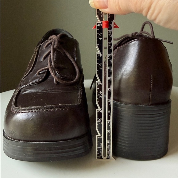 Y2K Mudd Chunky Heel Oxford Platform lace up Brown 8W - Picture 5 of 11